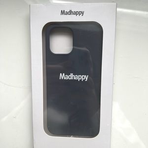 Madhappy classic iPhone 12 Pro case. Navy case with Madhappy written in white.